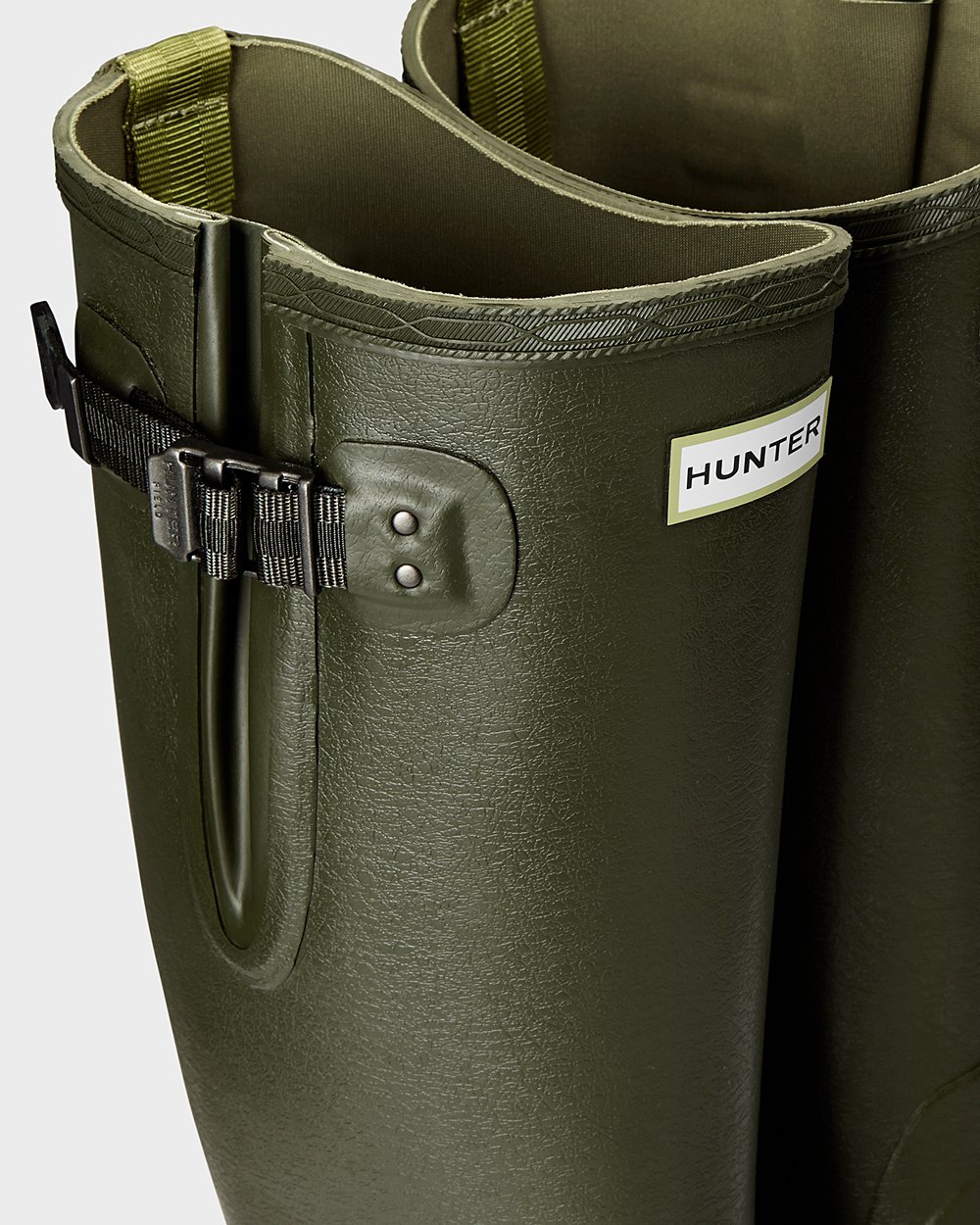 Mens Hunter Balmoral Side Adjustable - Tall Rain Boots Dark Olive - 9813-EJQLX